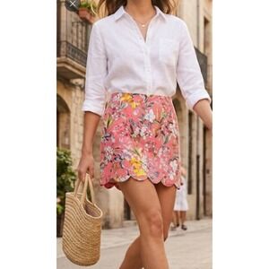 Fit Sight skort tropical floral print and a distinctively scalloped hem Sz PXL